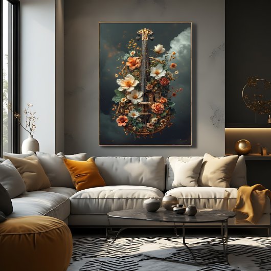 Betoverde Bloemencellofantasie Canvas Afdruk