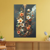Betoverde Bloemencellofantasie Canvas Afdruk (Insitu (Woonkamer))