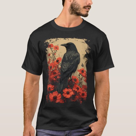 Betoverde  bloemenkraai t-shirt (Voorkant)