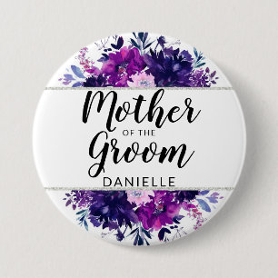 Betoverde Bloemenmoeder van de bruidegom monogram Ronde Button 7,6 Cm