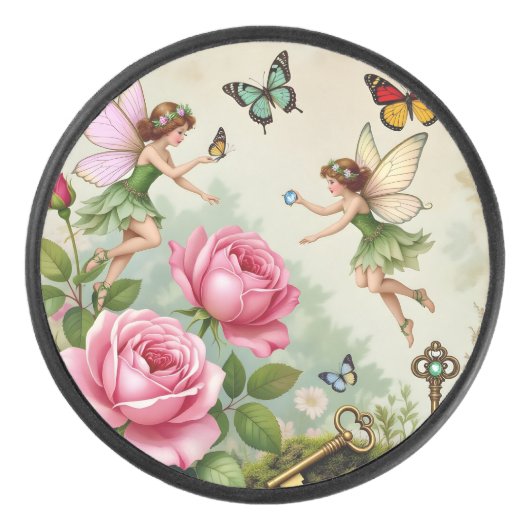 Betoverde Bloemenneveltuin Hockey Puck (Voorkant)