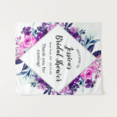 Betoverde Bloemige Paarse Bruiloft Ontvangst Wandkleed (Voorkant (horizontaal))