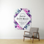 Betoverde Bloemige Paarse Bruiloftswelkom Wandkleed (In situ)