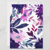 Betoverde Bloemige Paarse Waterverf Krans Bruiloft Kaart (Achterkant)
