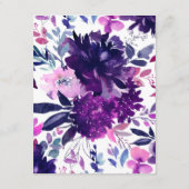 Betoverde Bloemige Paarse Zeshoekige Trouwdetails Informatiekaartje (Achterkant)