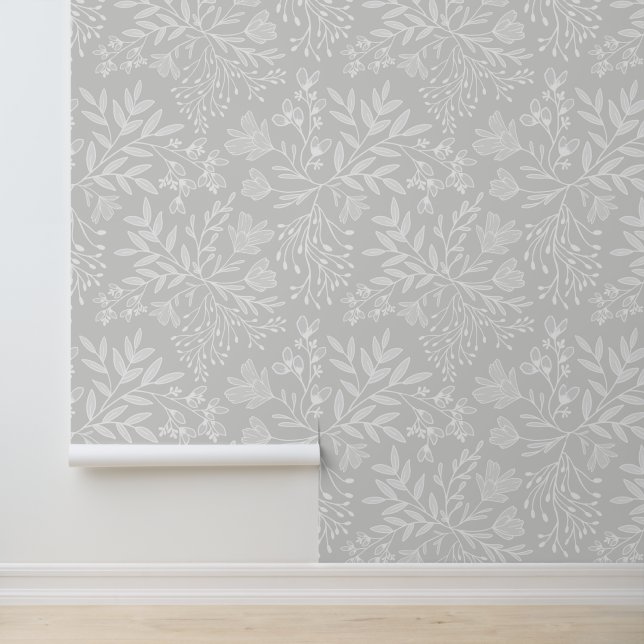 Betoverde Bloemwei Dromen L6 Wit Grijs Flora Behang (Applicatie)