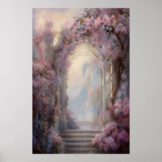 Betoverde Bloesem Boog Etherische Tuin Muur Poster (Voorkant)