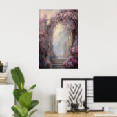 Betoverde Bloesem Boog Etherische Tuin Muur Poster (Thuiskantoor)