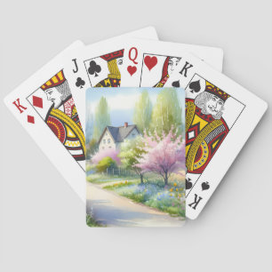 Betoverde Bloesem Landelijke Laan Pokerkaarten