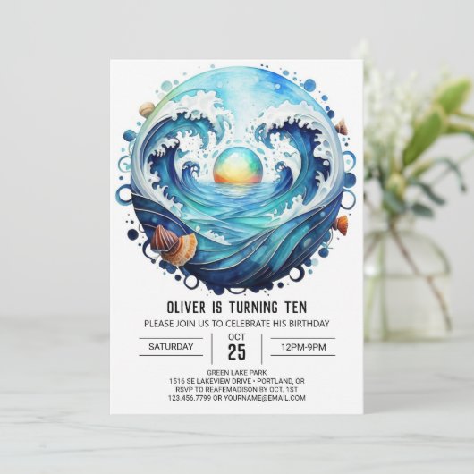 Betoverde Blue Water Kids Verjaardag Kaart (Staand voorkant)