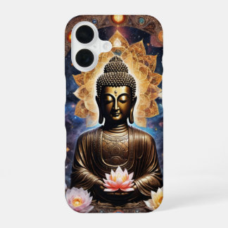 Betoverde Boeddha-meditatie in goud en loto hoesje iPhone 16 Hoesje