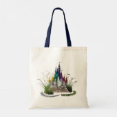 Betoverde Boekpagina Kasteel Budgettas – Whimsisch Tote Bag (Achterkant)