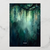 Betoverde Boho Arch Emerald Gold bruiloft Folie Uitnodiging (Achterkant)