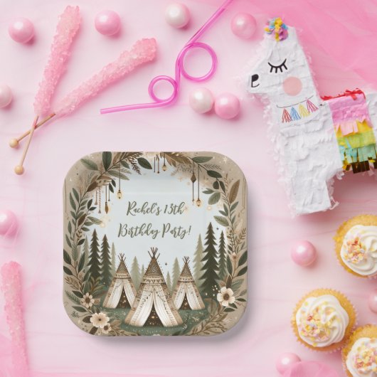 Betoverde Boho Forest Tiener Sleepover Party Papieren Bordje (Feest)