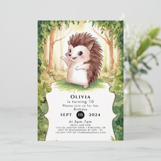 Betoverde Boho Hedgehog verjaardag Kaart (Staand voorkant)