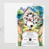 Betoverde Boho Koe Verjaardag Kaart (Voorkant / Achterkant)