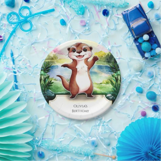 Betoverde Boho Otter Verjaardag Papieren Bordje (Feest)