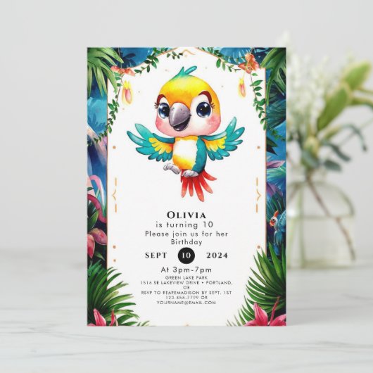 Betoverde Boho Parrot Verjaardag Kaart (Staand voorkant)