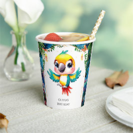 Betoverde Boho Parrot Verjaardag Papieren Bekers