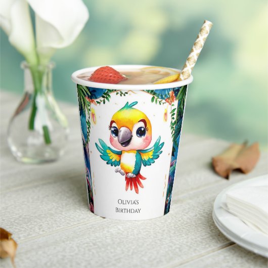 Betoverde Boho Parrot Verjaardag Papieren Bekers (Insitu)