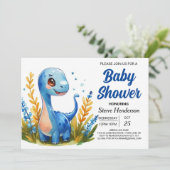 Betoverde Boho Schattige Dinosaur Boy Baby shower Kaart (Staand voorkant)