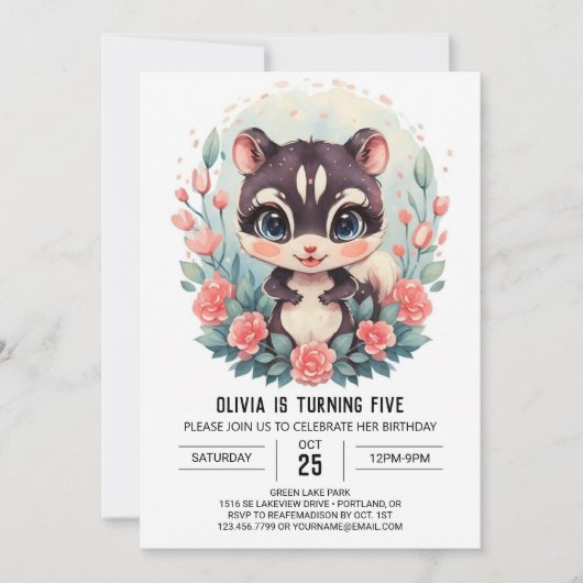 Betoverde Boho Skunk Verjaardag Kaart (Voorkant)
