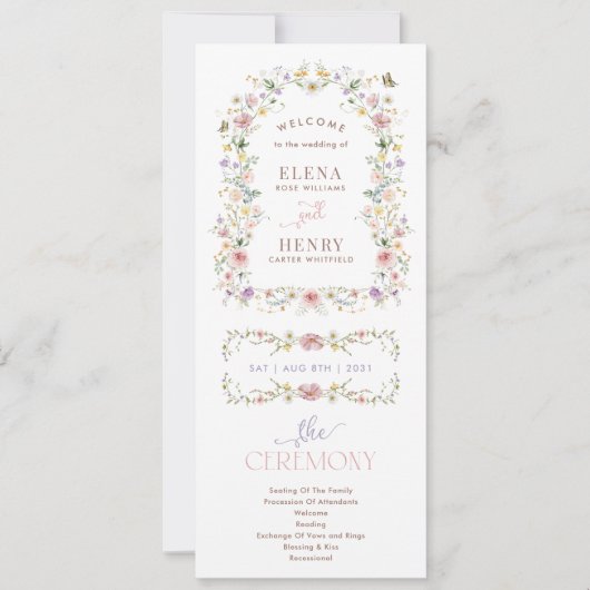 Betoverde Boho Wildflower Garden bruiloft programm (Voorkant)