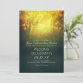 Betoverde bomen en lichten rustieke bruiloft uitno kaart (Staand voorkant)