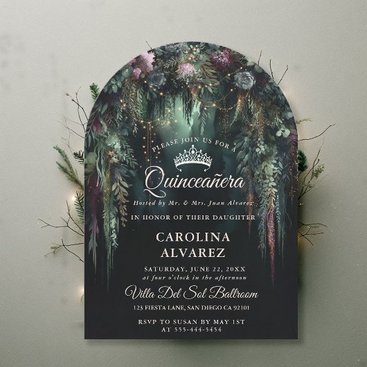 Betoverde Boomboog Sprookjesbloem Quinceañera Kaart