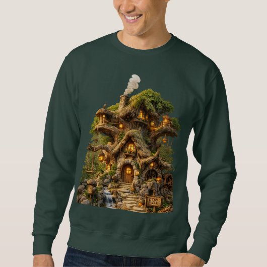 Betoverde boomhut fantasie heren sweatshirt ... (Voorkant)