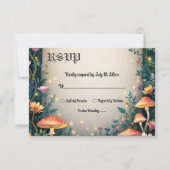 Betoverde bos bos bos bloemen sprookje bruiloft RSVP kaartje (Voorkant)
