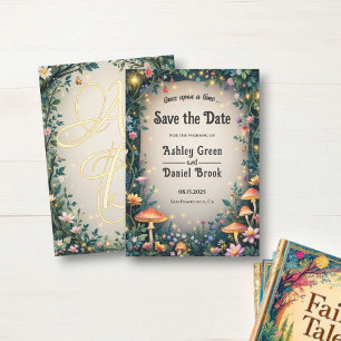 Betoverde bos bos bos bloemen sprookje bruiloft save the date