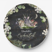 Betoverde bos bosdieren verjaardag papieren bordje (Voorkant)