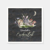 Betoverde bos bosdieren verjaardag servet (Voorkant)