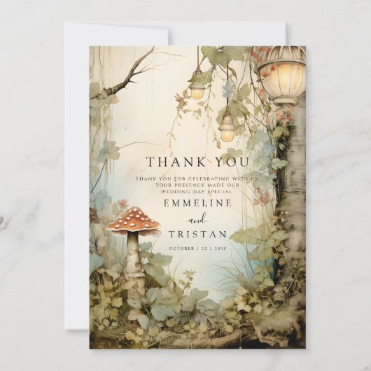 Betoverde Bos Bruiloft Bedankkaart (Voorkant)