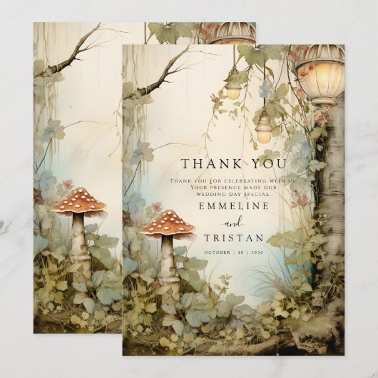 Betoverde Bos Bruiloft Bedankkaart (Voorkant / Achterkant)
