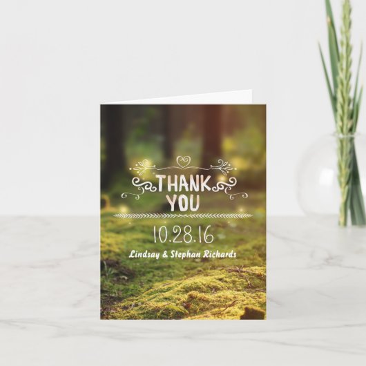 Betoverde Bos Bruiloft Bedankt Kaarten (Voorkant)