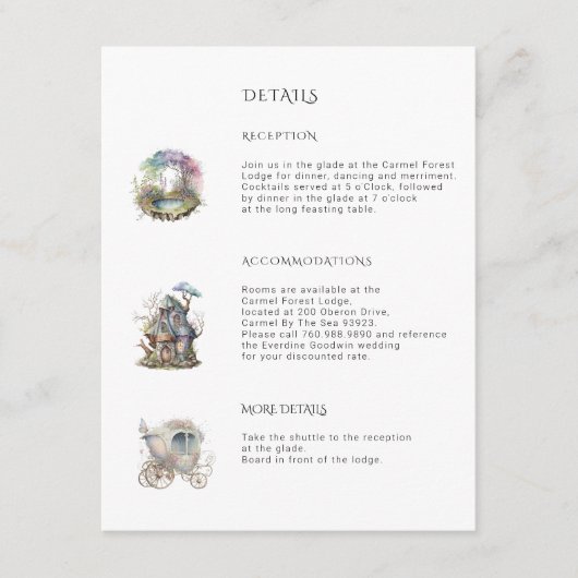 Betoverde Bos Bruiloft Informatiekaartje (Voorkant)
