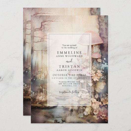 Betoverde Bos Bruiloft Kaart (Voorkant / Achterkant)