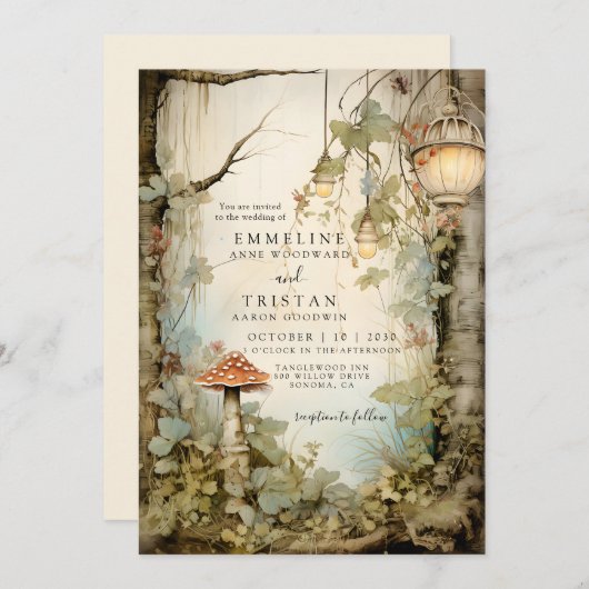 Betoverde Bos Bruiloft Kaart (Voorkant / Achterkant)