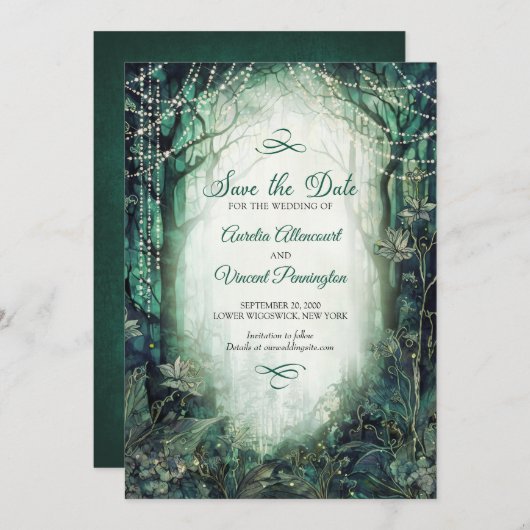 Betoverde Bos Bruiloft Save The Date (Voorkant / Achterkant)