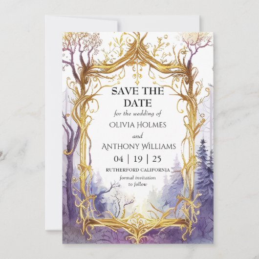 Betoverde Bos Bruiloft Save The Date Kaart (Voorkant)