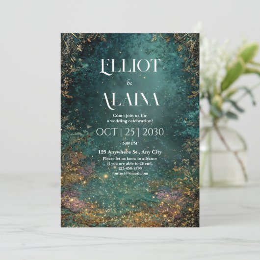 Betoverde Bos bruiloft uitnodiging (Staand voorkant)