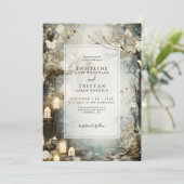 Betoverde Bos Candlelight bruiloft uitnodiging (Staand voorkant)