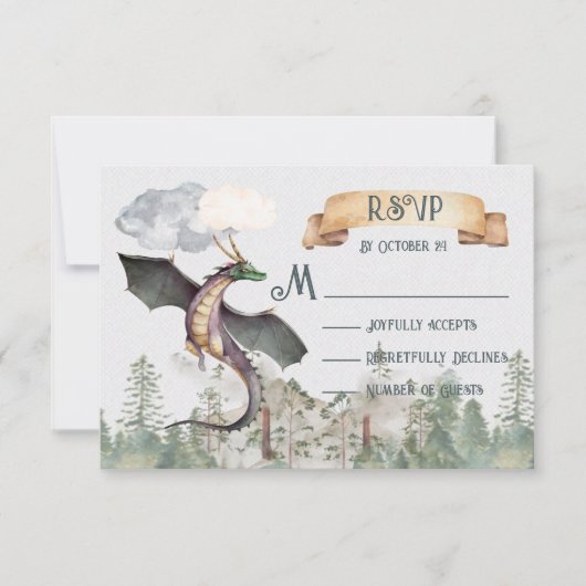 Betoverde Bos Draak RSVP Kaarten (Voorkant)
