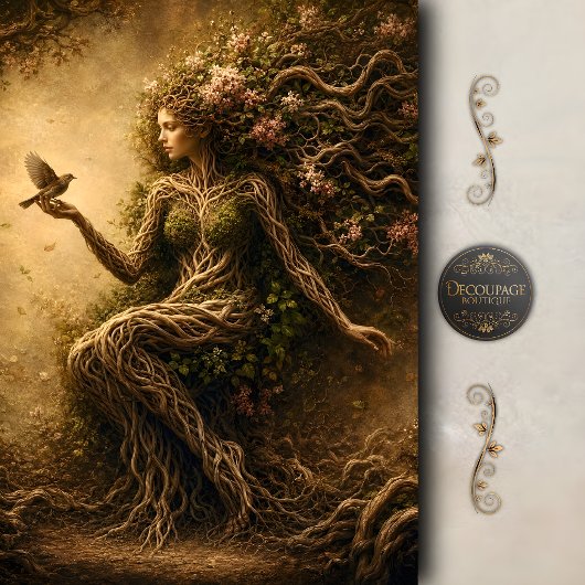 Betoverde Bos Dryad Decoupage Tissuepapier