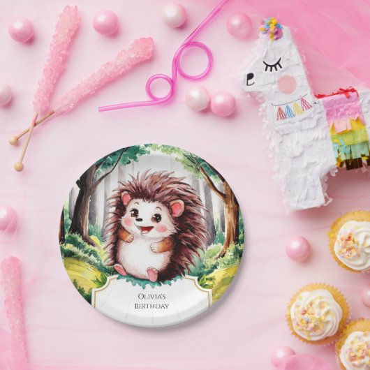Betoverde bos egel verjaardag papieren bordje (Feest)