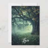 Betoverde Bos Eiken Boom Fairy Lights Bruiloft Kaart (Achterkant)