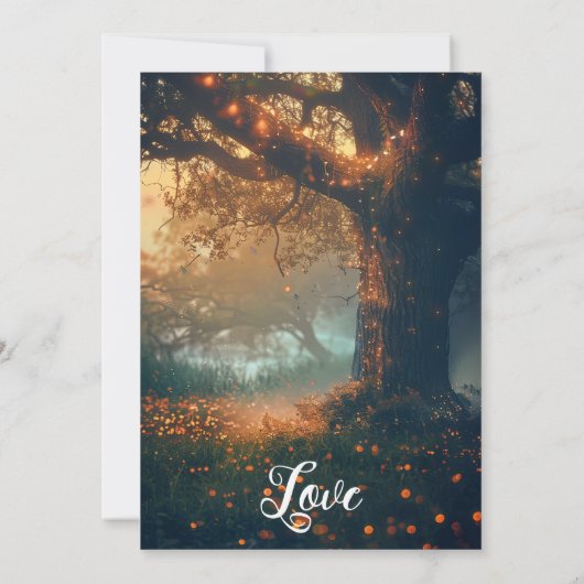betoverde bos eiken boom fee lichten bruids kaart (Achterkant)