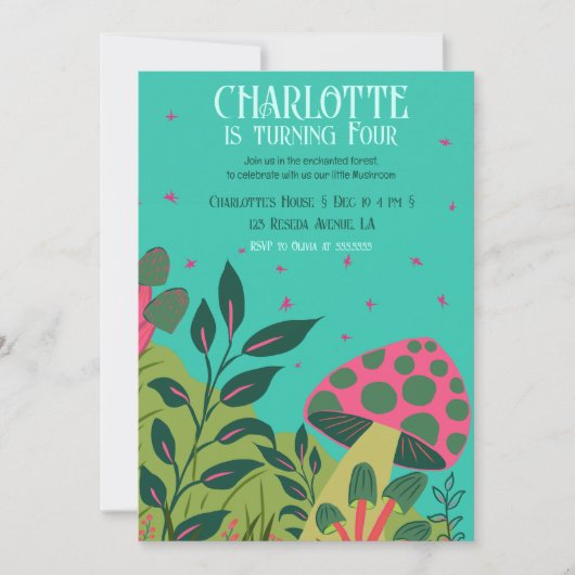 Betoverde bos en paddenstoelen Sprookjesachtige tu Kaart (Voorkant)